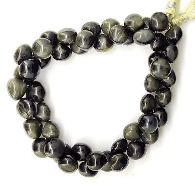 Natural Chrysoberyl Cat's Eye Gem 10 to 11 mm Size Smooth Onion Beads  Strand 9