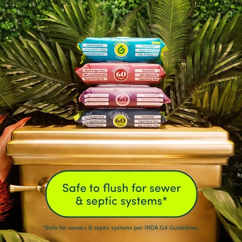 Flushable Aloe Butt Wipes Septic Safe - 360 Count Rosewater Wet Wipes - Picture 4 of 6