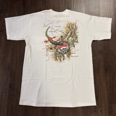 90’s Marlbolo Pocket T-shirt Vintage Marlboro Unlimited Train Pocket T Shirt ONE SIZE Double