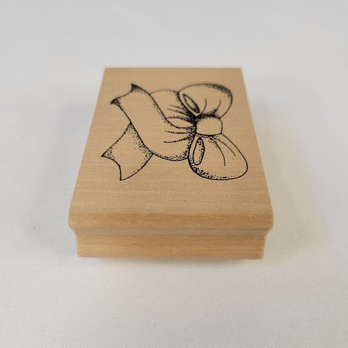New Unused Ribbon Bow Wood Mounted Rubber Stamp 2024 Viral Trend Decor 2" Tik To - Picture 6 of 10