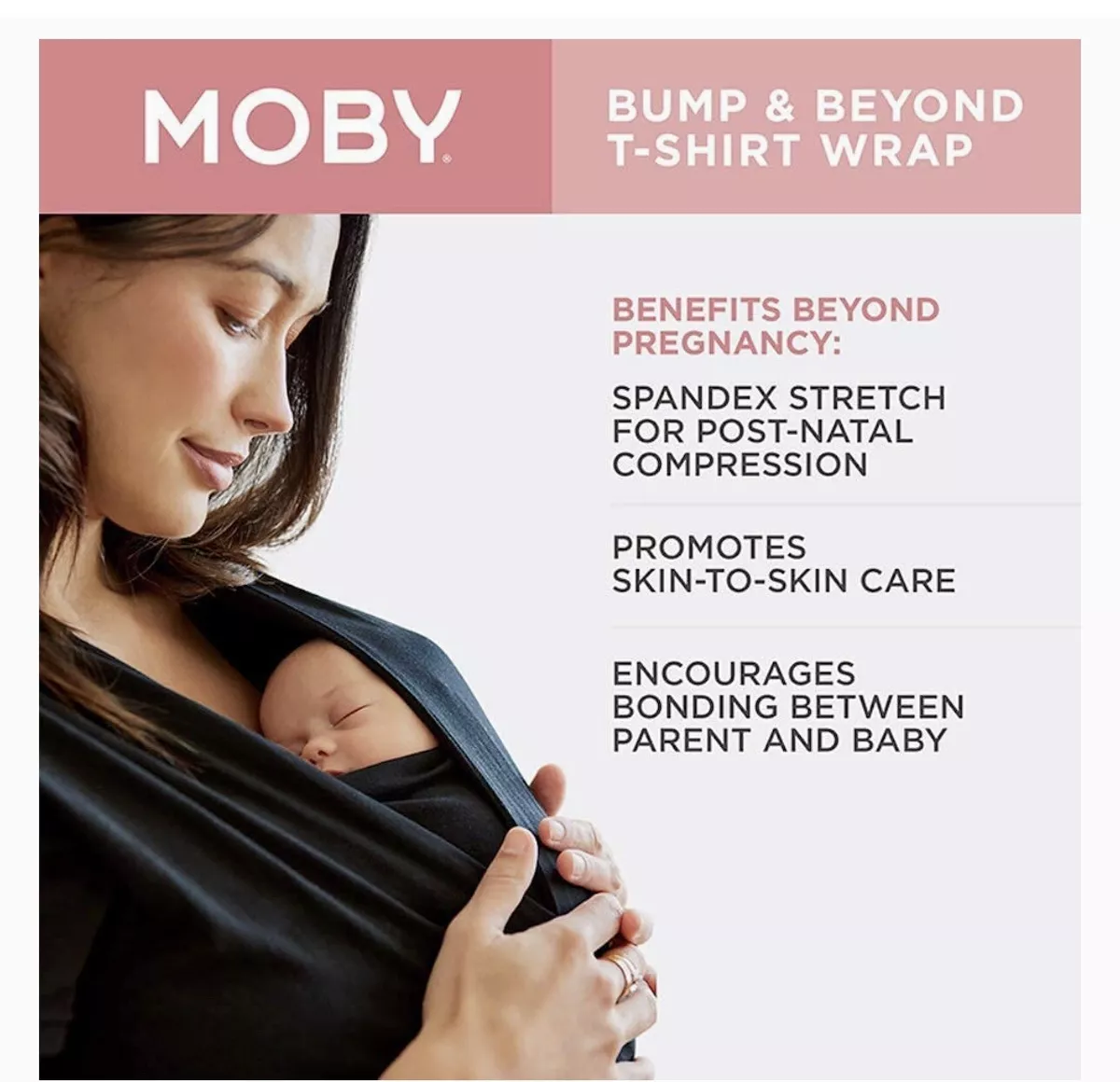 Moby Bump and Beyond T shirt Wrap Size 4 XL Preowned Black Baby