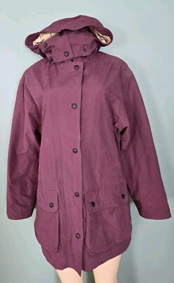 Womens John Partridge Purple Lined Raincoat Made in England Size XS