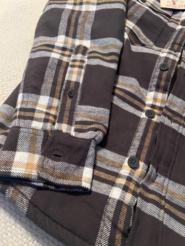 New Mens Red Head Sherpa Lined Green, Tan, White Plaid Long Sleeve Shirt Small - Picture 2 of 8