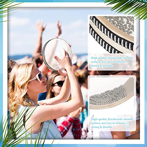 Ocean Drum 2 Pieces Wave Bead Hand Drum Natural Color Sound Drum Percussion - Picture 4 of 8