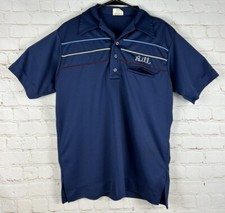 Vintage King Louie Bowling Shirt 70s Stitched Size Small Blue Made In USA