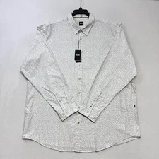 HUGO BOSS Men LS Dress Shirt 3XL Open White Liam Kent Geometric NWT $138