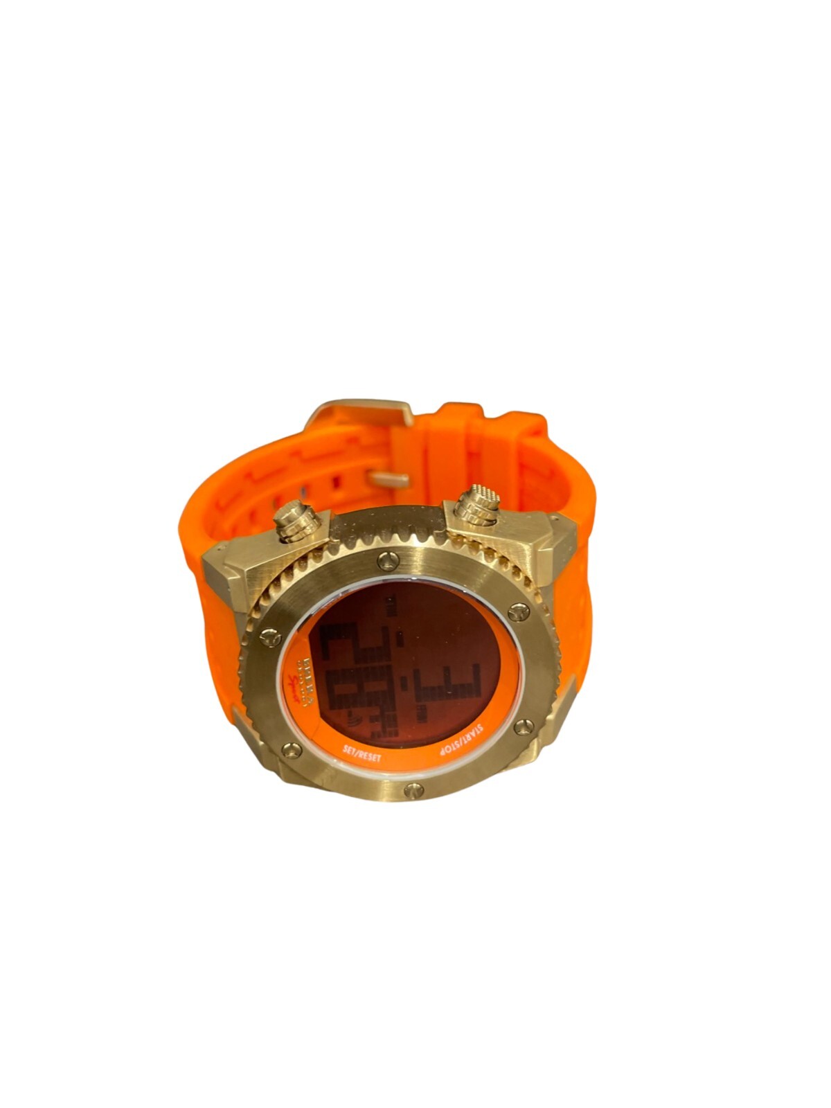 BRERA OROLOGI AB10 SPORT GOLD ORANGE RUBBER STRAP LCD DIGITAL
