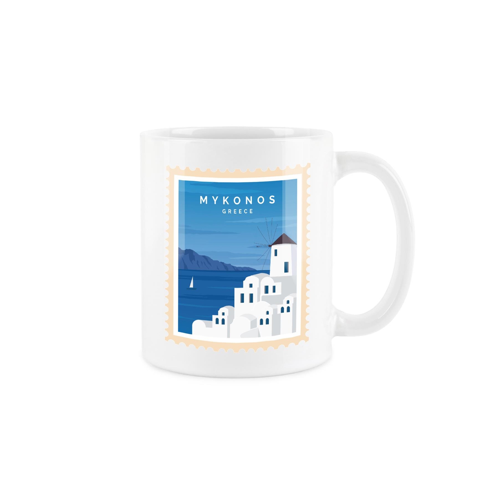 Mykonos Destination Stamp Tea/Coffee Mug - Greece Souvenir Gift Cup