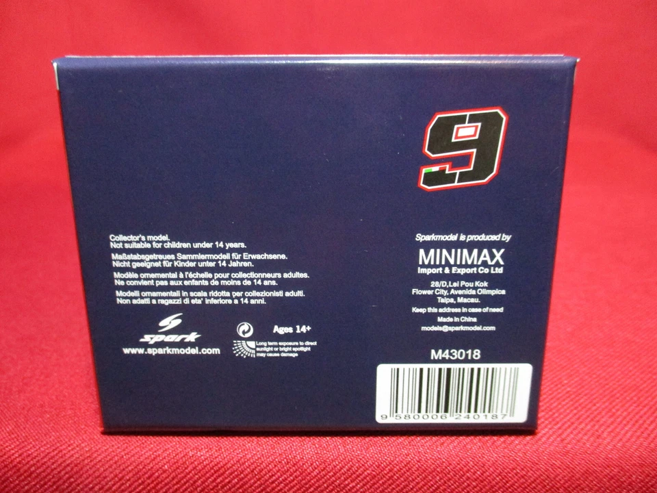 Danilo Petrucci #9 Ducati GP 15 Czech Republic 2016 MotoGP Octo 1/43 Scale Spark - Image 2 of 3