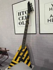 Michael Sweet Parallaxe V Electric Guitar 4 String Black and Yellow Stripe Body