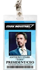 Stark Industries TONY STARK ID Badge Card Cosplay Laminate Halloween