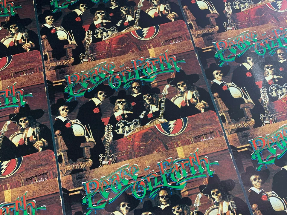 1986 GRATEFUL DEAD PEACE ON EARTH CABEZAS MUERTAS NAVIDAD HOJA POSTAL SIN CORTAR RARA Foto 2 de 4