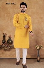 Wedding Ethnic Bollywood Cotton Kurta Payjama Set For Men's, Traditional