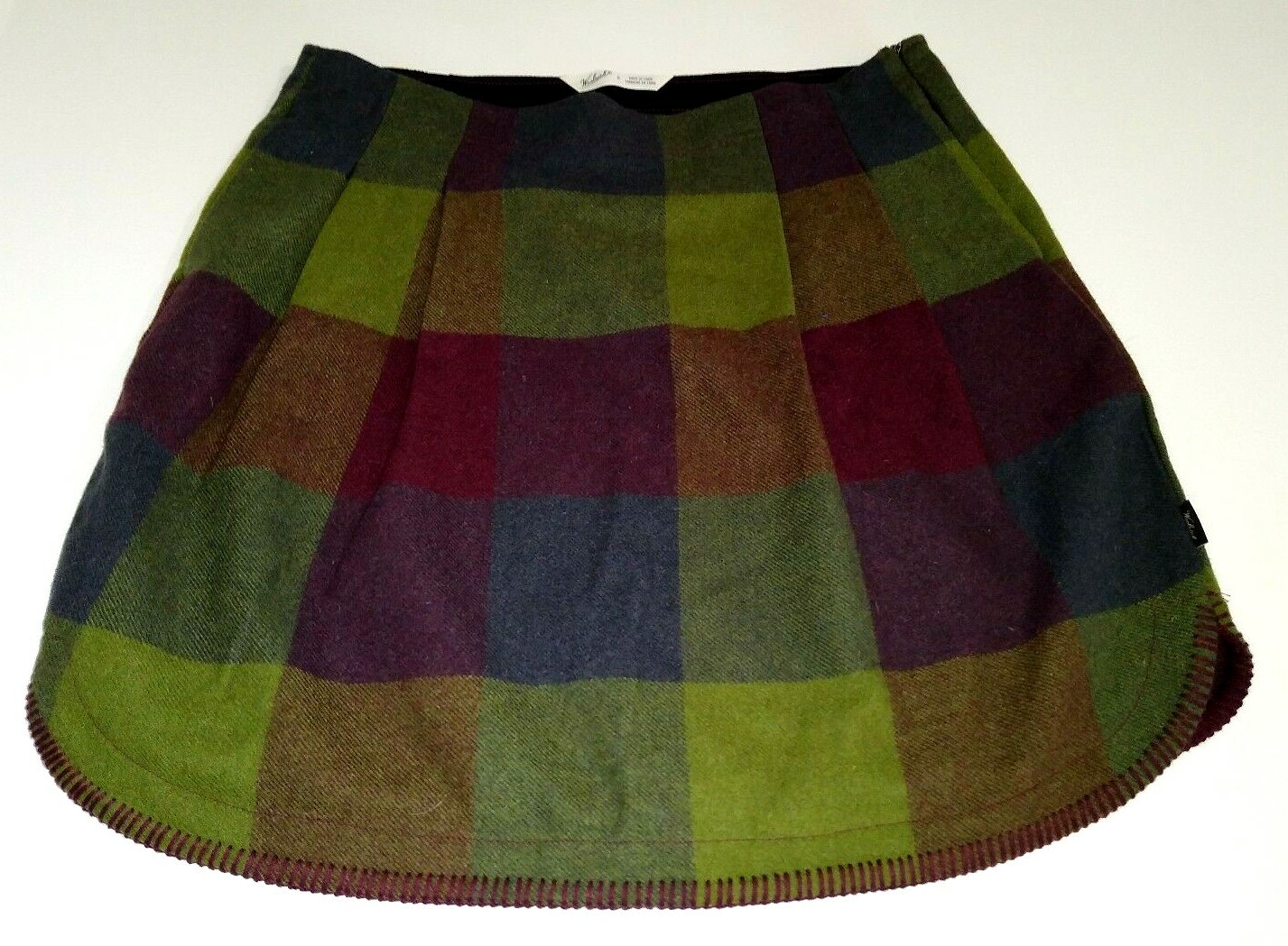 Woolrich Plaid Wool Blend Mini Skirt with Side Zipper Pockets Lined Size 8-image