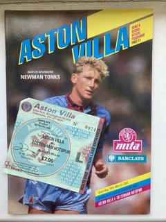 Aston Villa v Tottenham Hotspur Div 1 with TICKET 1990/91