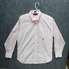 Tommy Hilfiger 80's 2 ply fabric long sleeve button up shirt pink men's size XL
