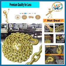 G80 Heavy Duty Transport Chain 5/16 X 10ft Zinc Tow Chain with Hooks, 4900 lbs