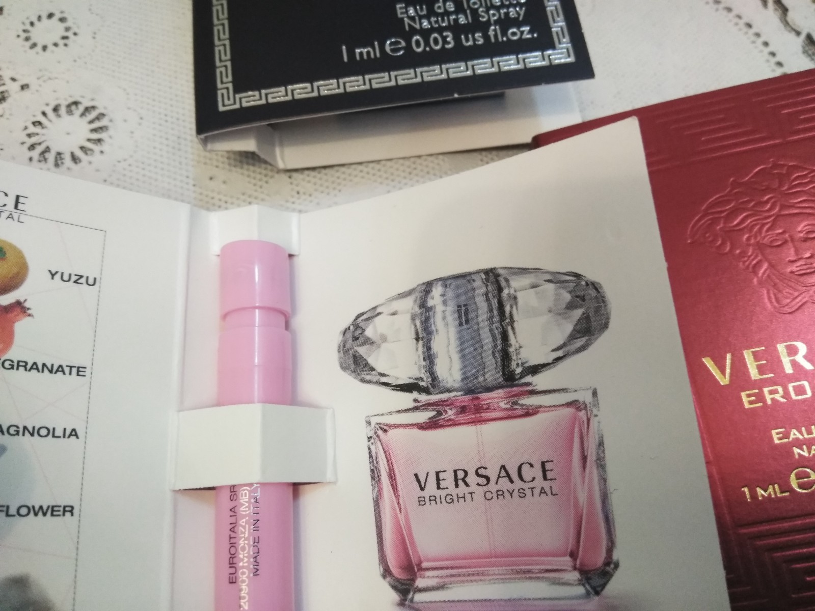 MEN WOMEN Versace Eros Flame, VERSACE POUR HOMME, BRIGHT CRYSTAL .03 OZ (+FREE) thumbnail 2