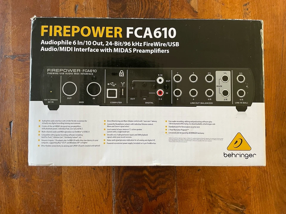 Behringer FCA610 6 in 10 out USB/ Firewire Audio Midi interface / Boxed - Image 4 of 4