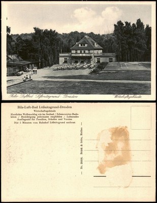 Postcard Oberlößnitz-Radebeul farm building Bilz swimming pool 1928