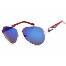 Fila Unisex Sunglasses Blue Lens Silver Metal Aviator Full Rim Frame SFI181 0SIL