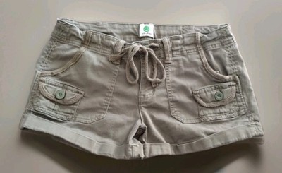 VTG Y2K Z Co Jeans Green Khaki Micro Shorts Fit Low Rise Flap Pockets Sz 11