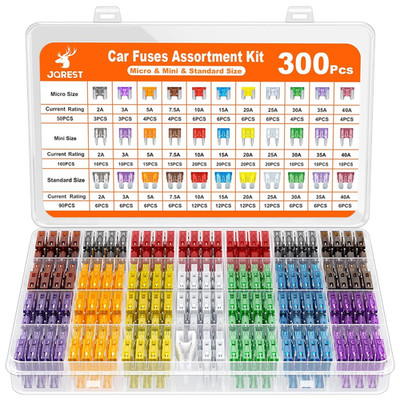 JOREST 300Pcs Car Fuse Assortment Kit, 160 Mini Blade Fuses Automotive +...
