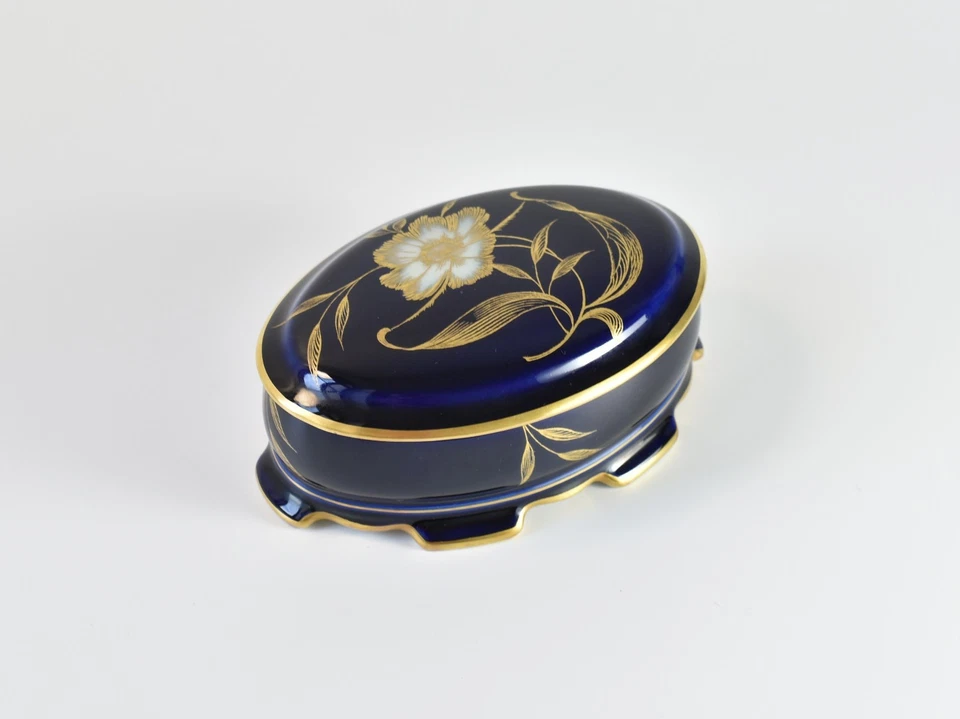 Rosenthal Deckeldose Kobaltblau Gold Blumendekor Selb Germany - Bild 3 von 4