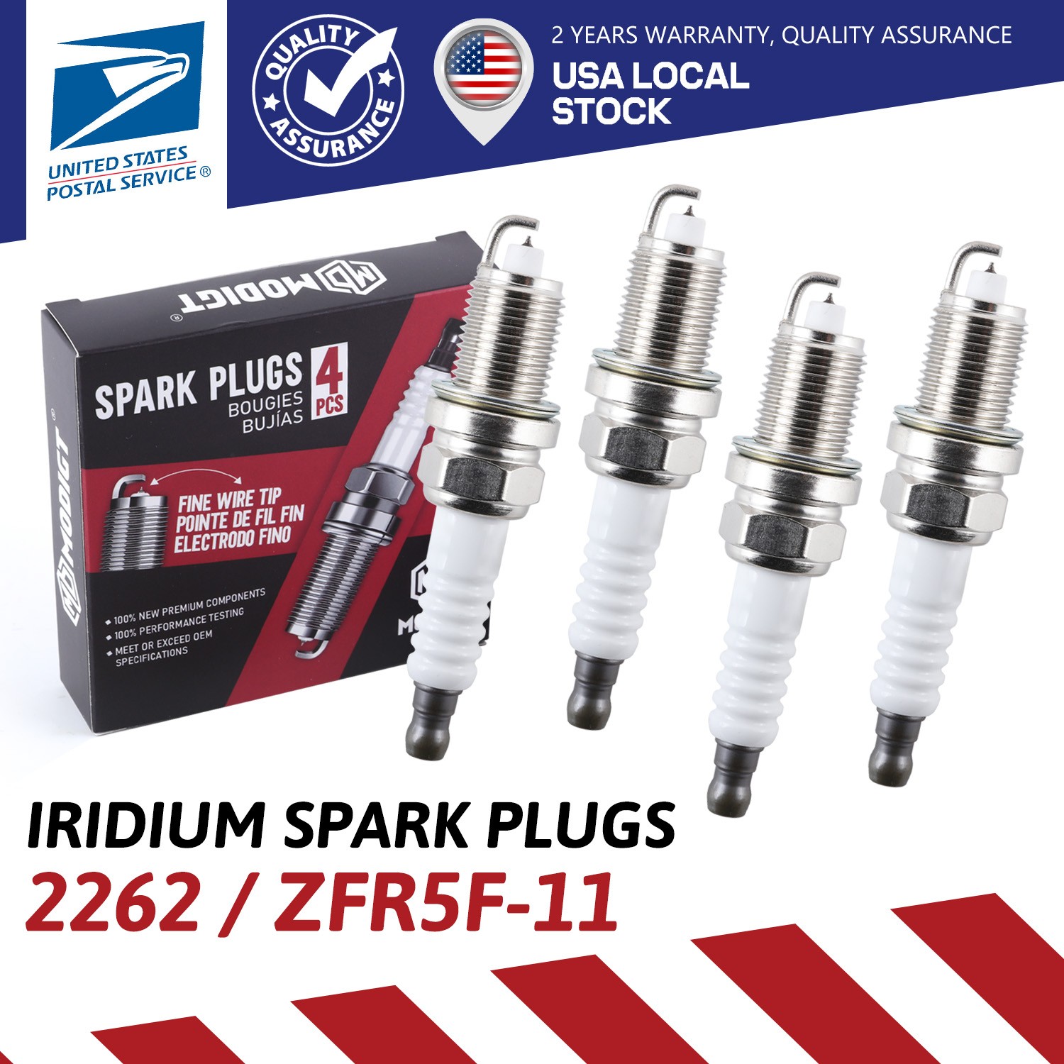4-New For NGK Iridium Spark Plugs ZFR5F-11 #2262 for Honda Mazda Dodge Chrysler
