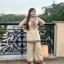 Women Designer Embroidered Short Kurta With Palazzo Set. Traditional Wear. Size