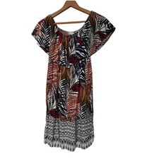 Beachlunchlounger Collection Women's Off Shoulder Tropical Leaf Print Dress L