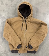 Berne Workwear Jacket Mens Extra Large Brown Canvas Duck Lined Hooded Outdoors