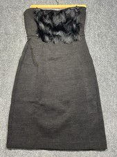 Banana Republic Dress Womens 12 Black Stretch Strapless Fringe Side Zip Lined
