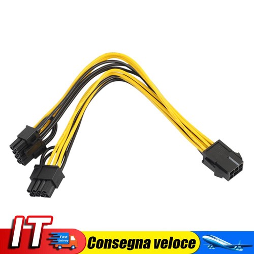 PCI-E 6 Pin to Dual 8 (6+2) Pin Power Splitter Cable VGA PCI Express Adapter