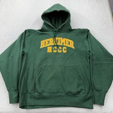 The Cotton Exchange Herkimer HCCC USA Made Hoodie Mens Large Green Heavyweight