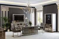 Elegantes Esszimmer Set Grau Esstisch 4X StüHle Anrichte Spiegel 8Tlg.