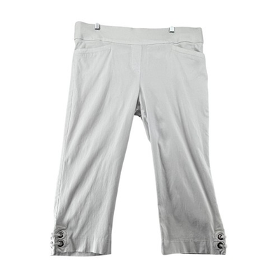 #ad Briggs Pull On Capri Pants Womens 16 White Pockets Stretch Minimalist Nautical $13.49
