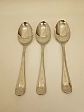 Set of 3 Gorham shell stainless flatware 8.5" serving spoons 18/8 silverware