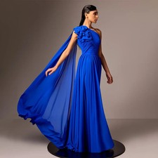 Evening Dresses One Shoulder Ruffle A Line Evening Gowns Long Chiffon Formal