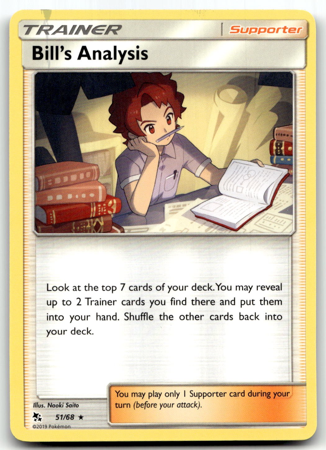 Bill's Analysis 51/68 Hidden Fates Rare Normal Pokemon TCG NM