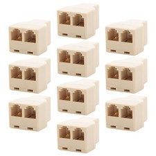 10x 2 Way 6P4C RJ11 Telephone Phone Line Modular Jack Splitter Female T Adapter
