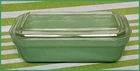 Fire King Oven Ware Green Jadeite Rectangular Refrigerator Dish  W/Clear Lid
