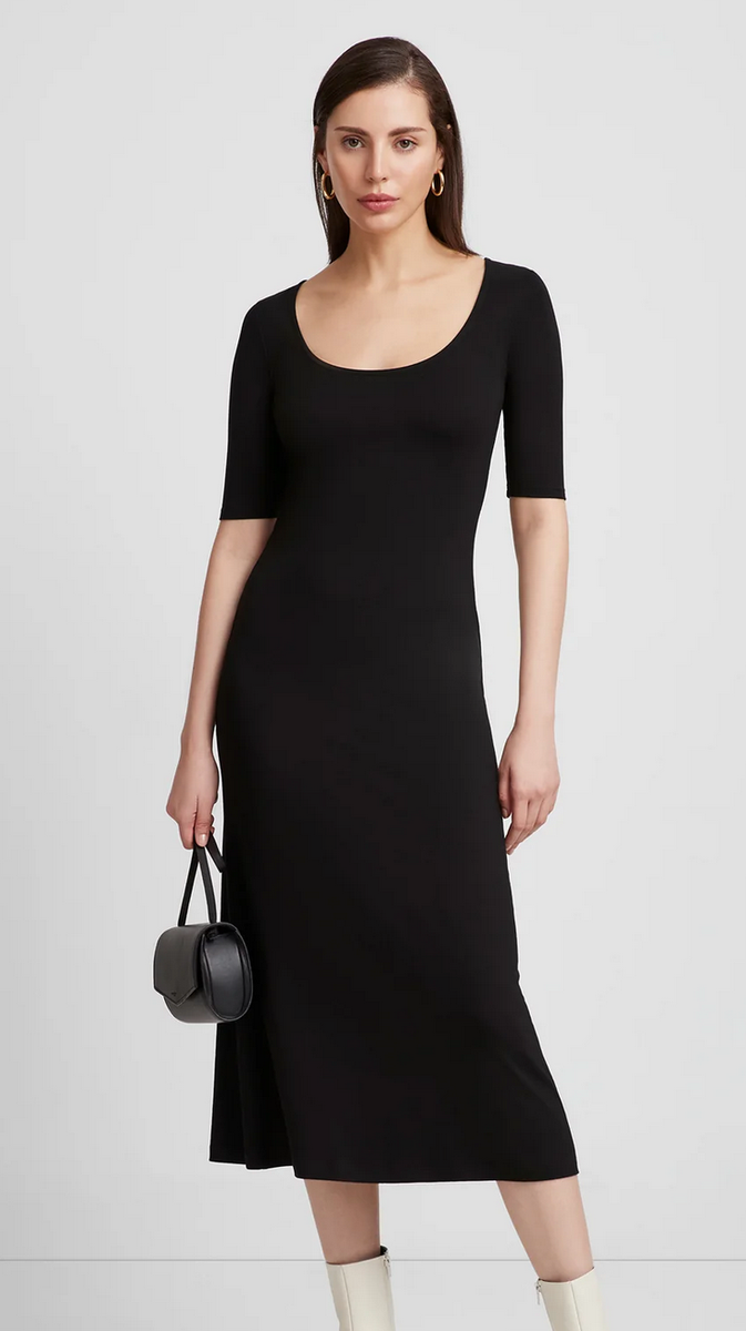 Marcella NYC classic black dress, midi length, A-line, NWOT, women's medium  | eBay