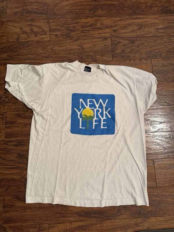 Vintage 90s New York Life Insurance White T Shirt Size Xl Single Stich