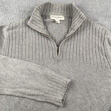 Banana Republic Sweater Mens XL Gray 1/4 Zip Ribbed Cotton Knit Pullover Preppy