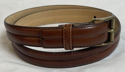 Vtg John Henry Dress Belt Men s Sz 36 Solid Brass Buckle Ribbed Classic