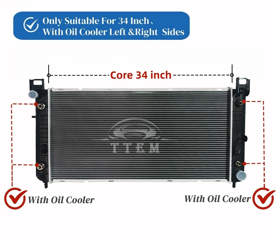 34'' 2370 Radiator Fit Chevy Silverado 1500 2500 Suburban Tahoe 4.8 5.3 6.0L Foto 2 de 4