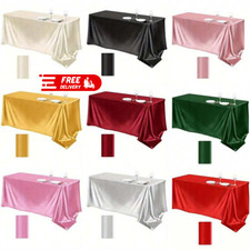 New Satin Tablecloth Rectangle Wedding Table Cover Cloth Banquet Party Decor UK