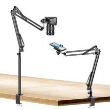 Overhead Camera Mount, Desk Camera Mount with 360  Adjustable Arm and Phone H...