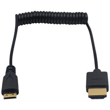 Duttek 4K Mini HDMI to Coiled Cable 1FT-4FT, Ultra-Thin 4FT, Black
